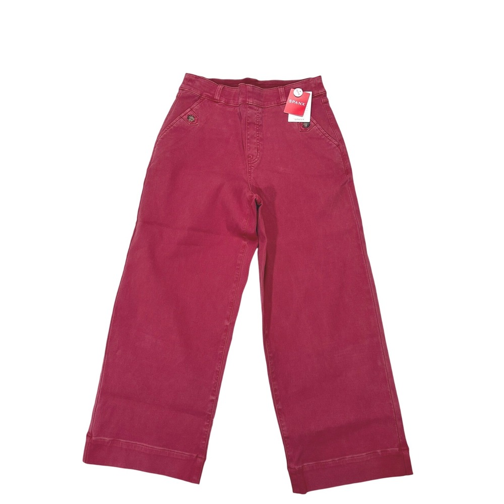 SPANX The Dye Stretch Twill Cropped Wide Leg Pants Women M/M Wild Rose NWT‎